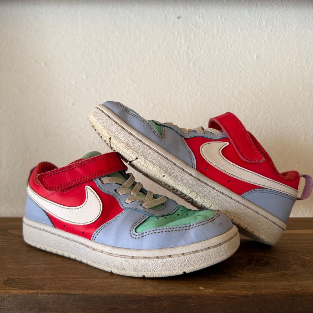 Nike Court Borough Low Recraft Kids Sneakers Red Blue Green DV5457-400 Size 13C